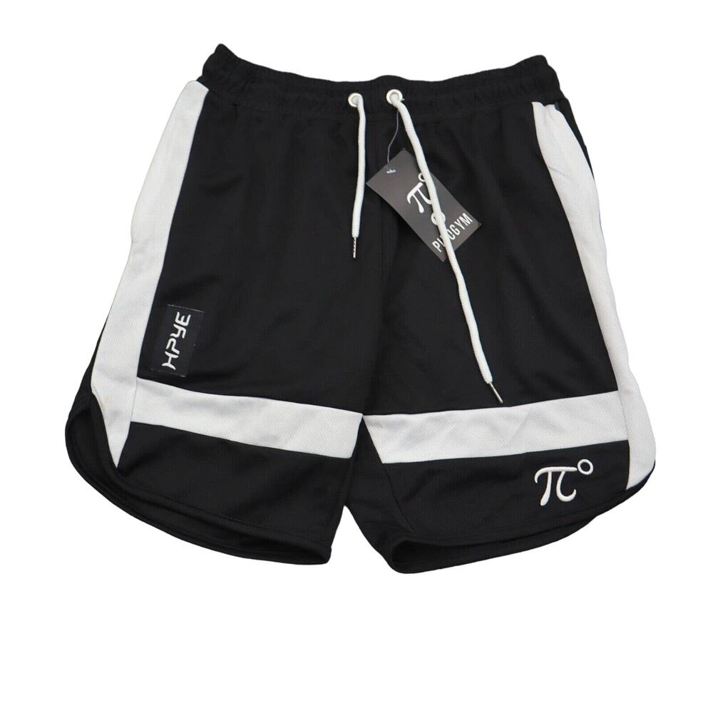 PIDOGYM Shorts Boys M Black White Athletic Elastic Waist Drawstring Pocket Zip